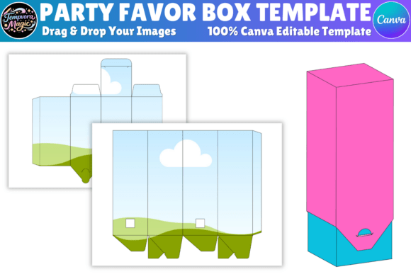 Download Party Favor Box Canva Editable Template - Party favor box Collection