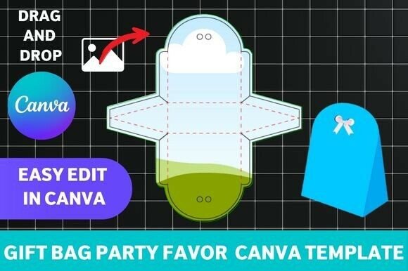 Download Gift Bag Party Favor Box Canva Template - Party favor box Collection