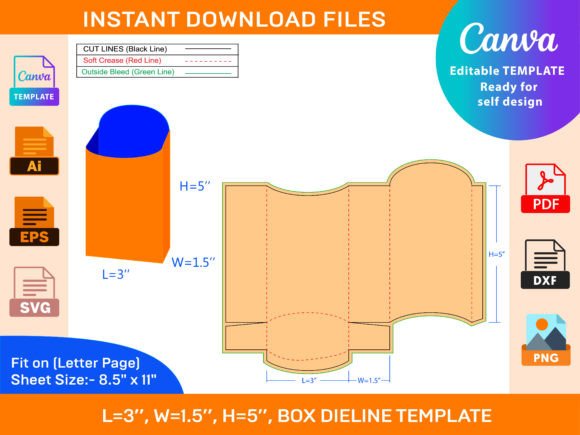Download French Fry Box, Party Favor Box Dieline - Party favor box Collection