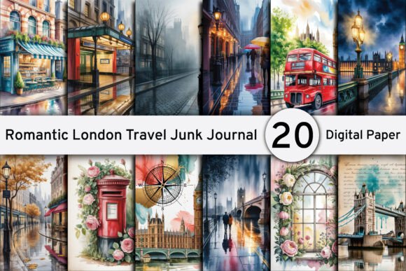 Download Romantic London Travel Junk Journal Kit - Travel junk journal kit Collection