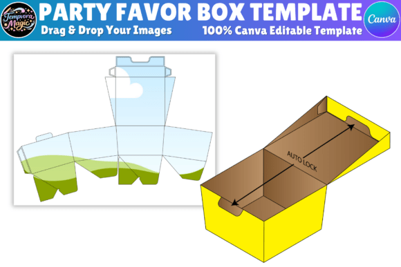 Download Party Favor Box Canva Editable Template - Party favor box Collection
