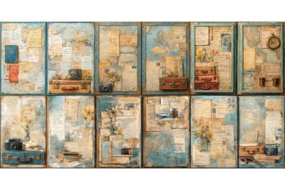 Download Vintage Travel Junk Journal Kit, 26 Page - Travel junk journal kit Collection