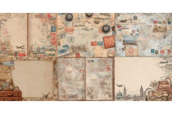 Download Retro Travel Junk Journal Kit, 36 Pages - Travel junk journal kit Collection